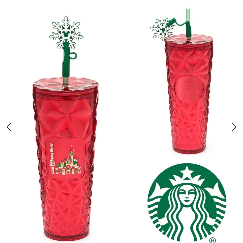 Disney x Starbucks Christmas Venti Tumbler Red Prism 2024 NIB Snowflake Topper